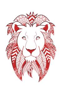Mandala león rojo