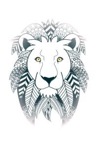 Mandala león gris