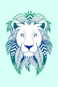 Mandala león azul