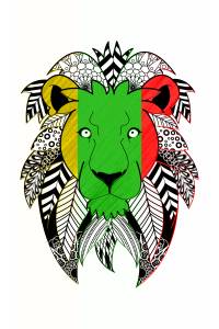 Mandala león de tres colores 5