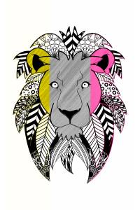 Mandala león de tres colores 4
