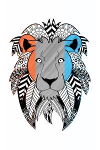Mandala león de tres colores 3