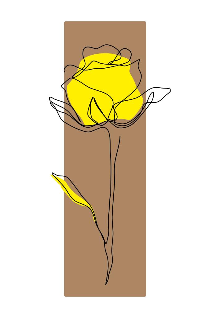 Cuadros con dibujo de una rosa Marrón y amarillo