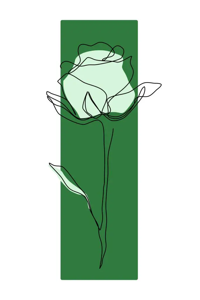 Cuadros con dibujo de una rosa Verde y azul