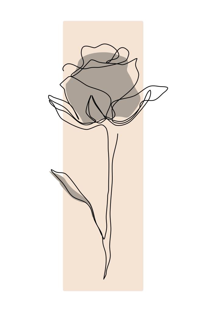 Cuadros con dibujo de una rosa Rosado y gris