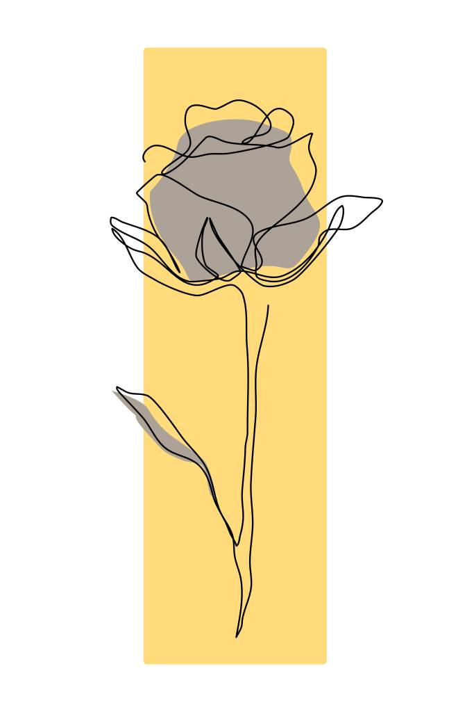 Cuadros con dibujo de una rosa Amarillo y gris