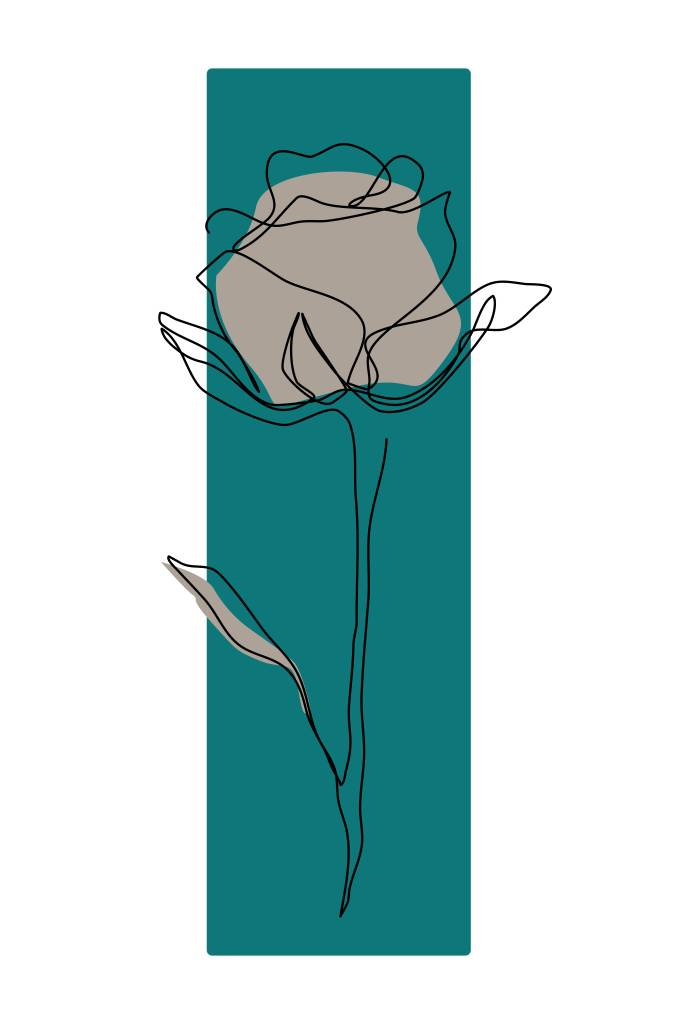Cuadros con dibujo de una rosa Azul y gris
