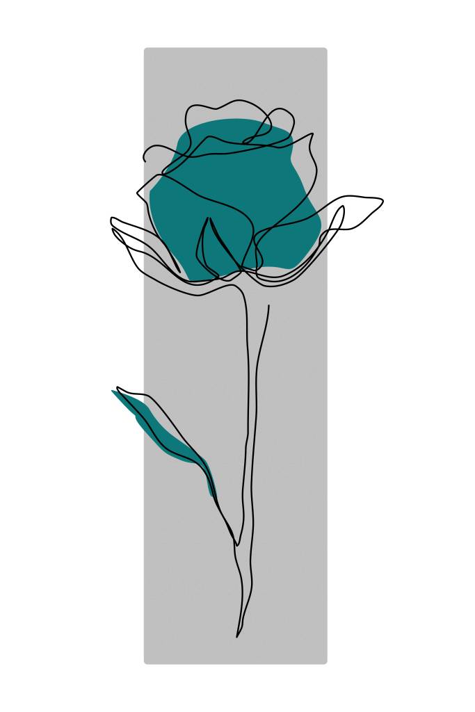 Cuadros con dibujo de una rosa Gris y azul
