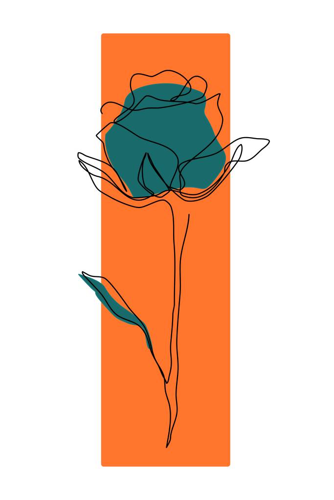 Cuadros con dibujo de una rosa Naranja y azul
