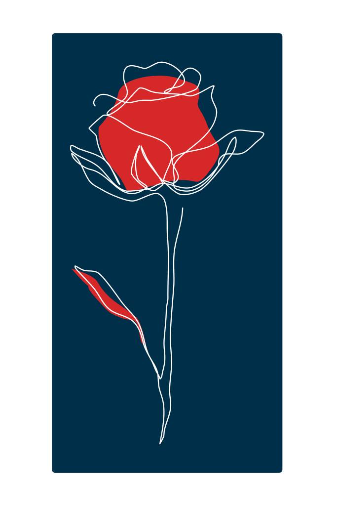 Cuadros con dibujo de una rosa Azul oscuro y rojo