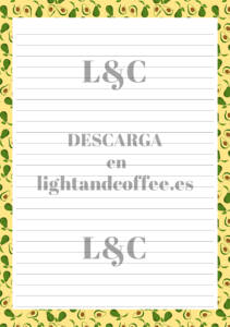 Hojas decoradas con patrón tropical de aguacate con rayas archivo pdf para la agenda tamaño A5 para descargar e imprimir gratis