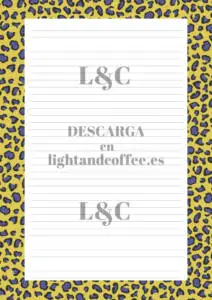 Hojas decoradas con patrón de leopardo amarillo y azul archivo pdf para descargar e imprimir gratis
