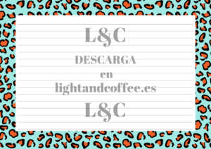 Hojas decoradas horizontales con patrón de leopardo azul y naranja con rayas archivo pdf para descargar e imprimir gratis