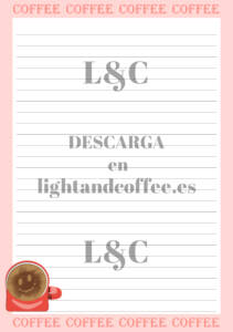 Hojas decoradas con patrón de café y donút rosado archivo pdf para la agenda tamaño A5 para descargar e imprimir gratis