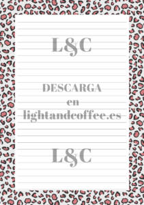 Hojas decoradas con patrón de leopardo gris y morado archivo pdf para la agenda tamaño A5 para descargar e imprimir gratis