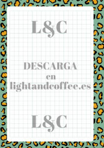 Hoja cuadrículada con patrones de leopardo amarillo y verde de tamaño A5 para descargar e imprimir gratis pdf