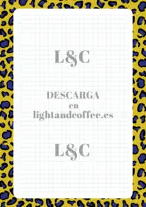 Hoja a cuadros con patrones de leopardo azul y amarillo de tamaño A4 para descargar e imprimir gratis pdf