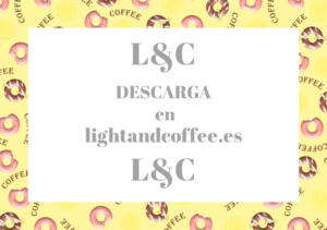 Hojas decoradas horizontales con patrones de café y donút amarillo pdf sin lineas para descargar e imprimir gratis