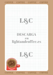 Hoja de cuaderno con patrones de café marrón de tamaño A4 para imprimir gratis pdf