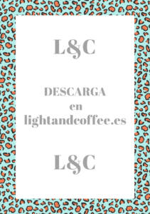Hojas decoradas con patrones de leopardo azul y naranja archivo pdf para la agenda tamaño A5 sin lineas para descargar e imprimir gratis