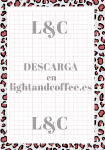 Hoja cuadrículada con patrones de leopardo morado y gris de tamaño A5 para descargar e imprimir gratis pdf
