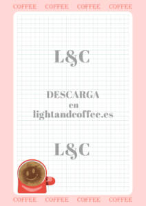 Hoja de cuaderno con patrones de café rosado de tamaño A4 para imprimir gratis pdf
