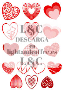 Corazones rojos románticos para descargar e imprimir gratis pdf
