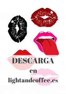 Plantillas photocall de labios y besos a colores para descargar e imprimir gratis en pdf