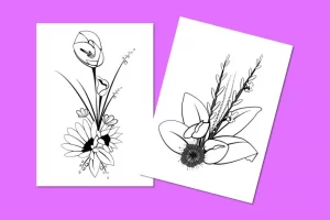 Flores para pintar en tela e imprimir gratis en negro y blanco pdf