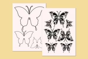 Plantillas de mariposas de blanco y negro para descargar e imprimir gratis pdf