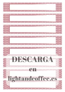 Plantilla 
etiquetas para archivadores rosada para  imprimir gratis tamaño 19x3cm