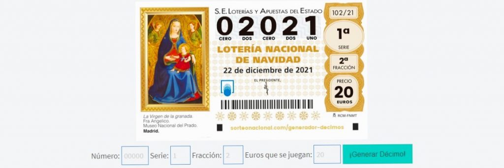 Generador gratuito de modelos de Decimos de navidad y plantillas de participaciones de la loteria para descargar e imprimir
